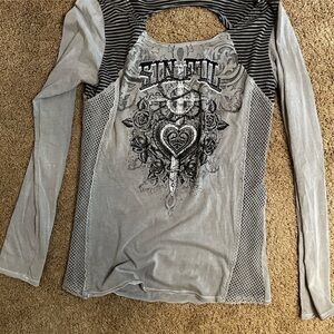 Sinful Gray Long Sleeve Women's Tops